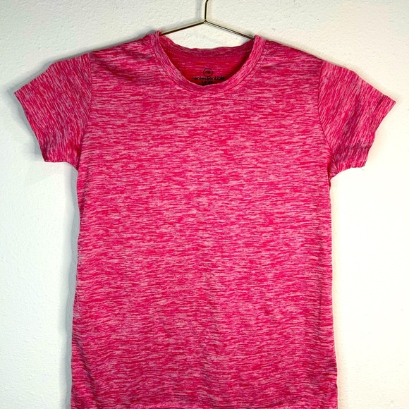 Real Essentials Youth Large Pink Heathered Athletic Tee Quick Dry Activewear - Picture 2 of 4